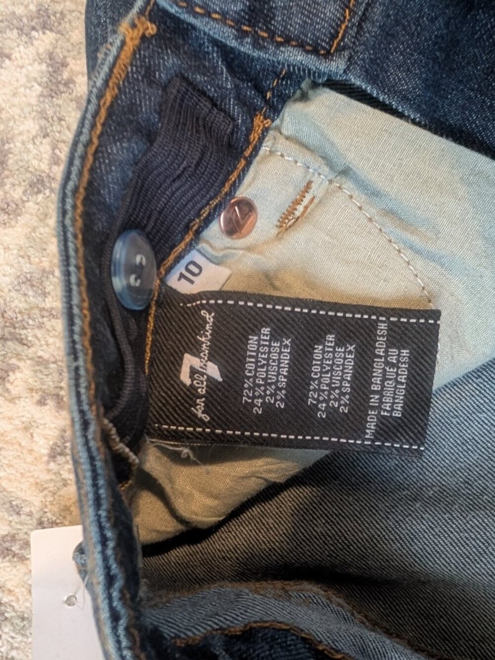 7 For All Mankind Slimmy Jeans Boys Size 10 NWT Slim Straight Dark Wash Denim - Picture 5 of 8